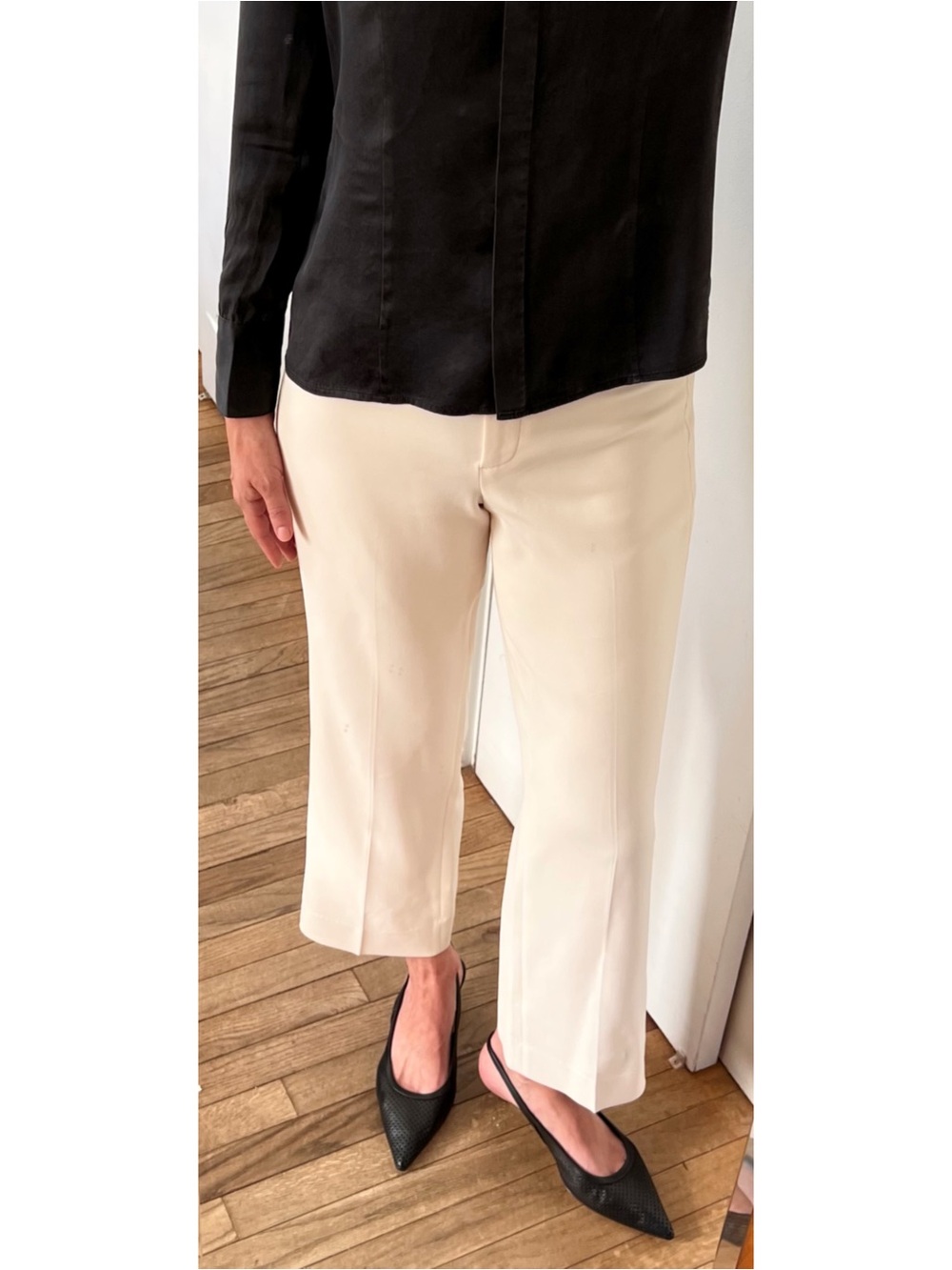 Theory Admiral Crepe Ivory Tuxedo Straight Leg Pants Size 2